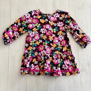 Hanna Andersson Retro Floral Long-Sleeve Dress 18-24 months Organic Cotton